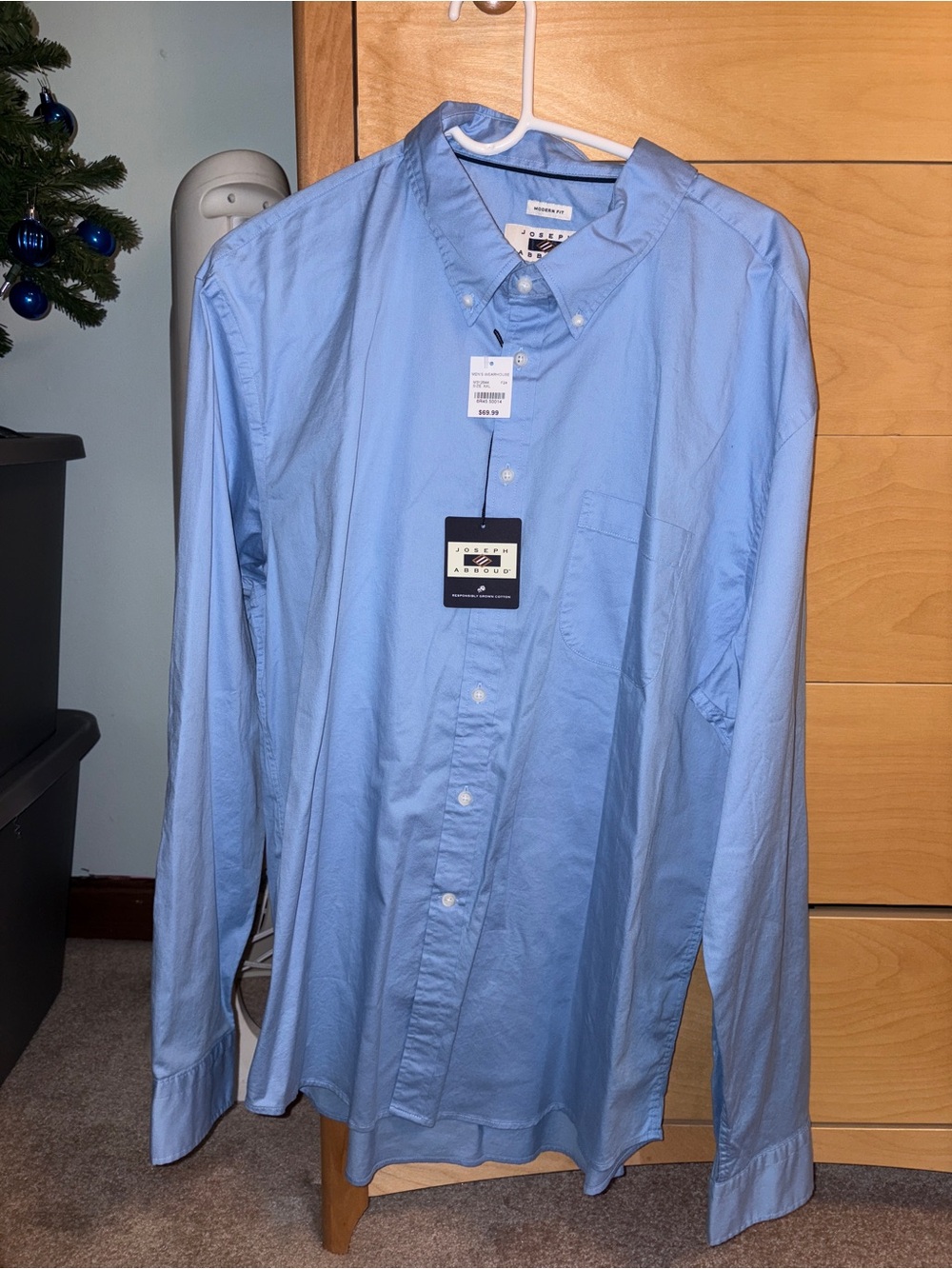 Joseph Abboud Men's Sky Blue Button-Down Dress Shirt